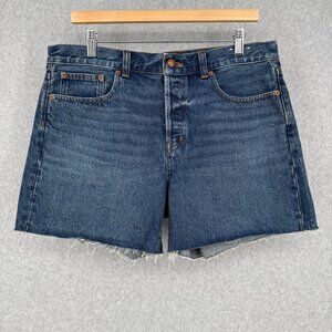 Madewell Womens Brynn Long Short Size 29 Blue Denim Button Fly Raw Hem NWOT